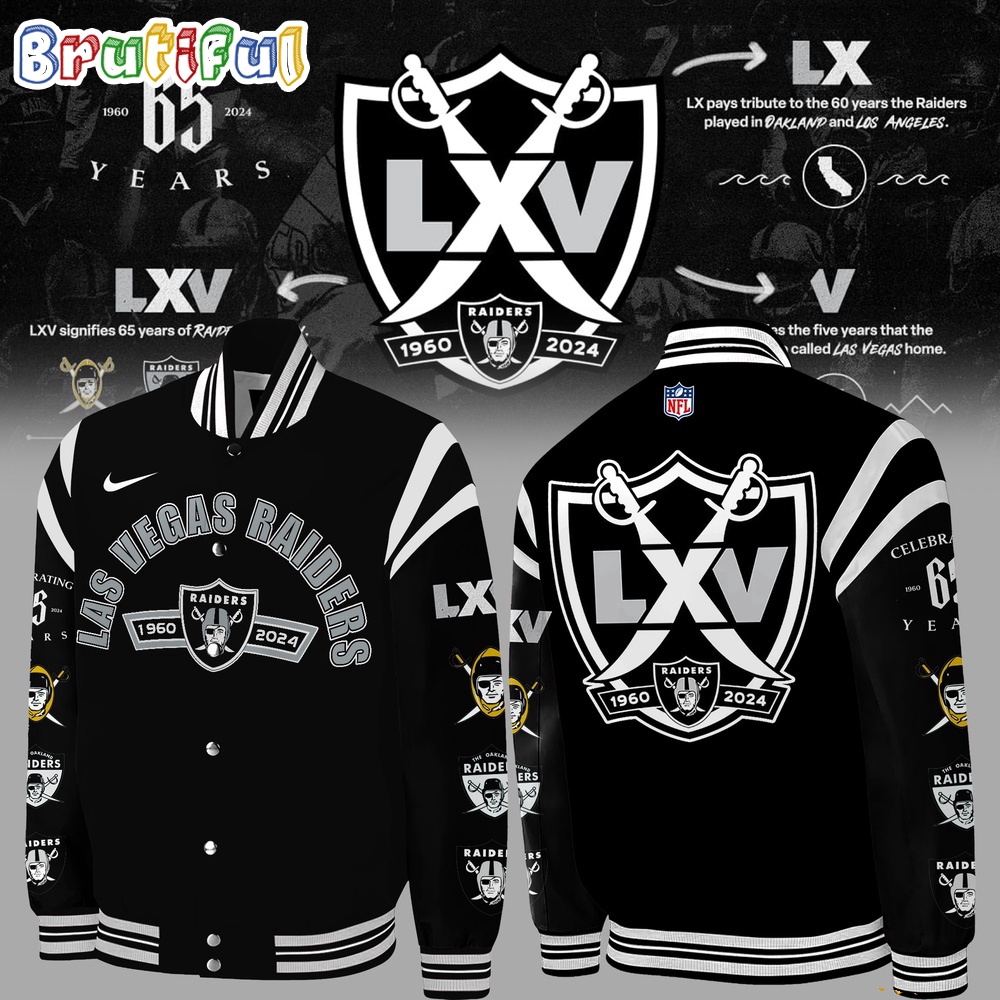 NFL Las Vegas Raiders Celebrating 65 Years Baseball Jacket