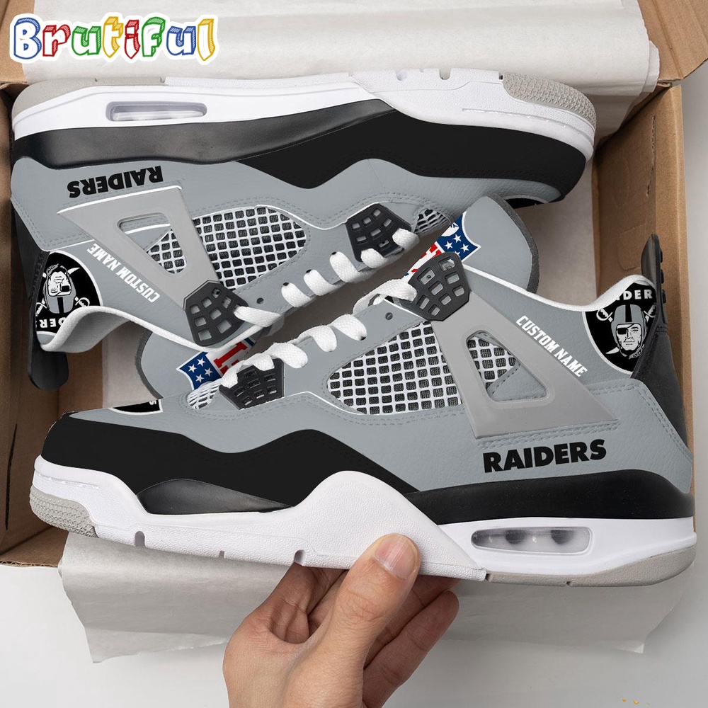 NFL Las Vegas Raiders Football Team Air Jordan 4 Shoes Personalized AJ4 Sneaker 1