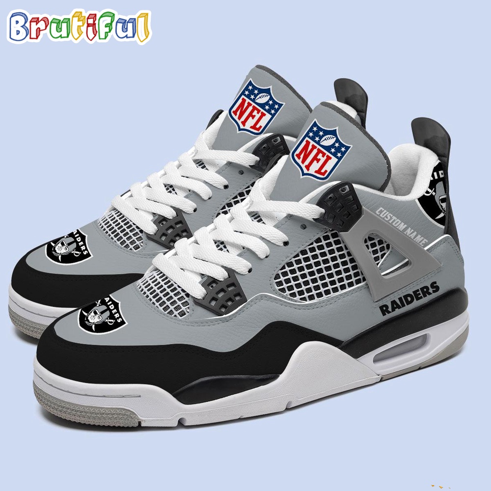 NFL Las Vegas Raiders Football Team Air Jordan 4 Shoes Personalized AJ4 Sneaker 2