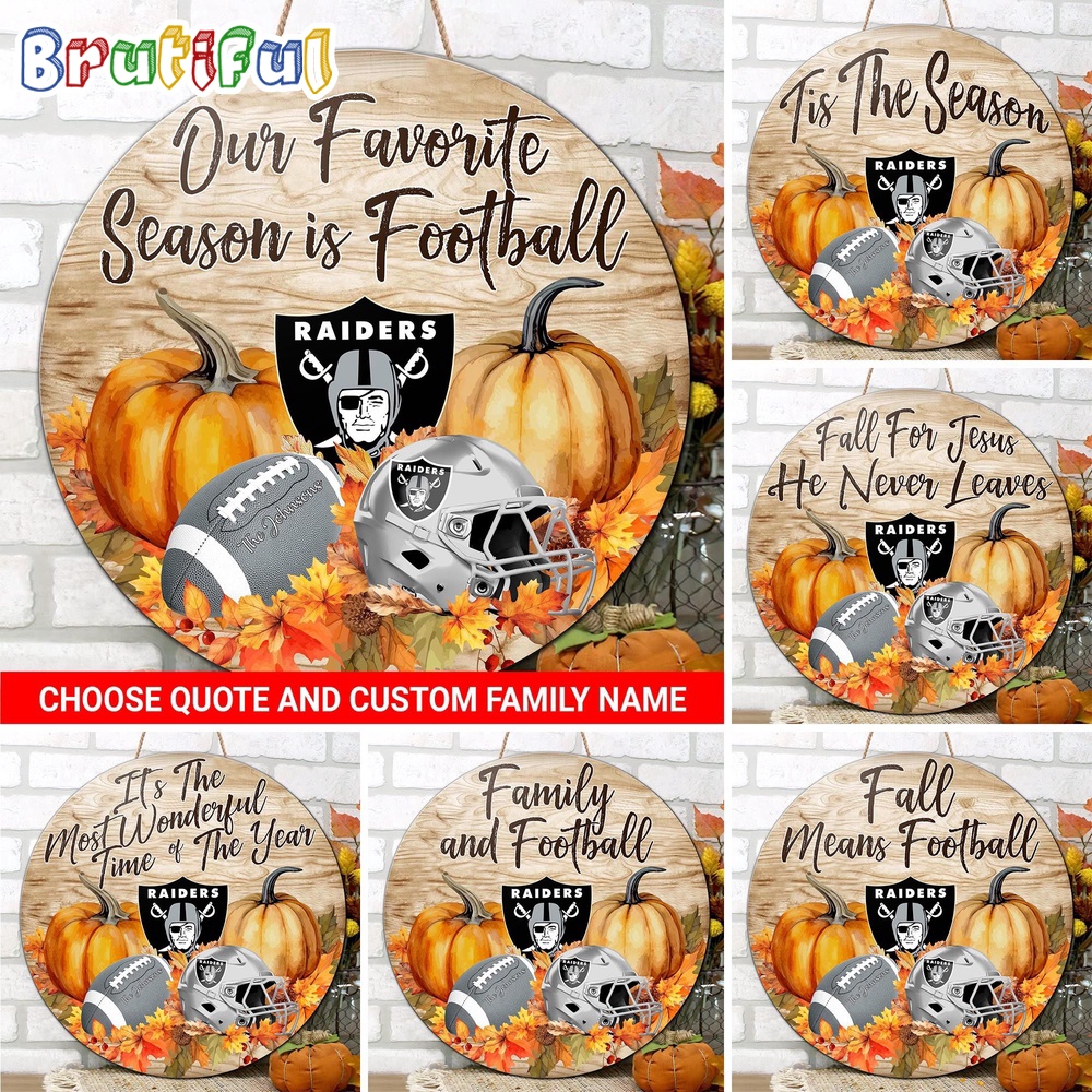 NFL Las Vegas Raiders Pumpkin Custom Wooden Sign Sport Football Home Decorations 1