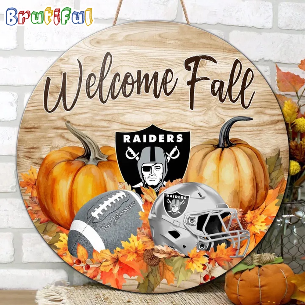 NFL Las Vegas Raiders Pumpkin Custom Wooden Sign Sport Football Home Decorations 2