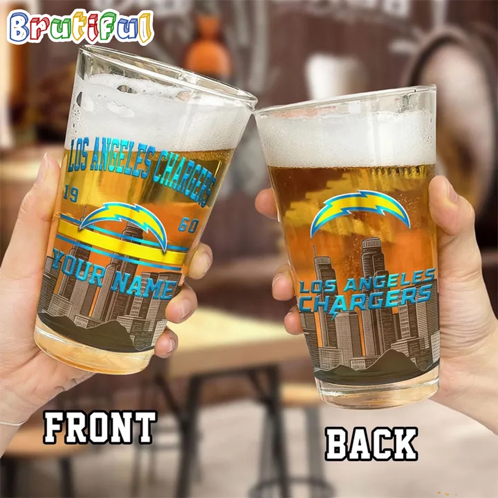 NFL Los Angeles Chargers Beer Glass Cup 16oz Custom Football Glass Cup 2