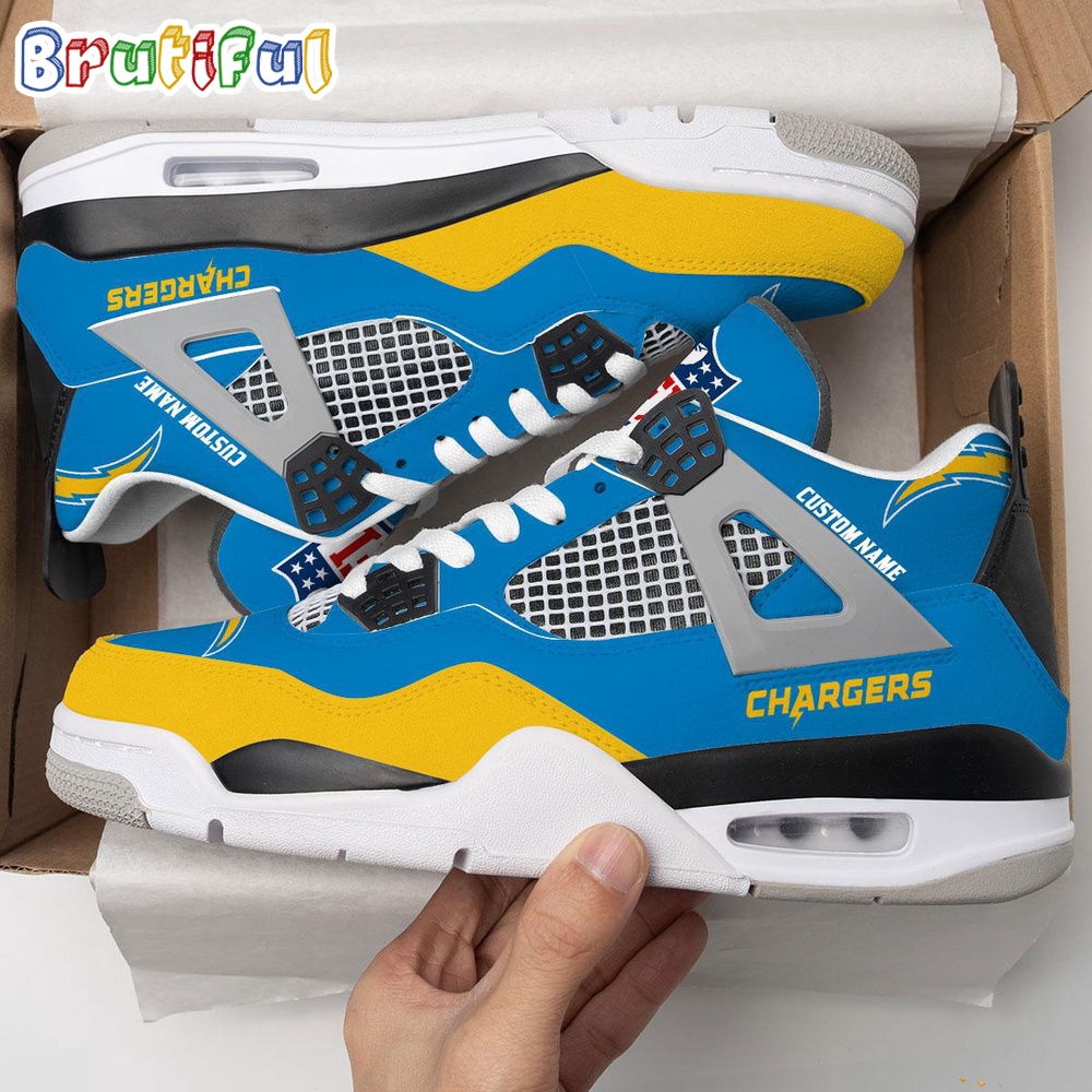 NFL Los Angeles Chargers Football Team Air Jordan 4 Shoes Personalized AJ4 Sneaker 1