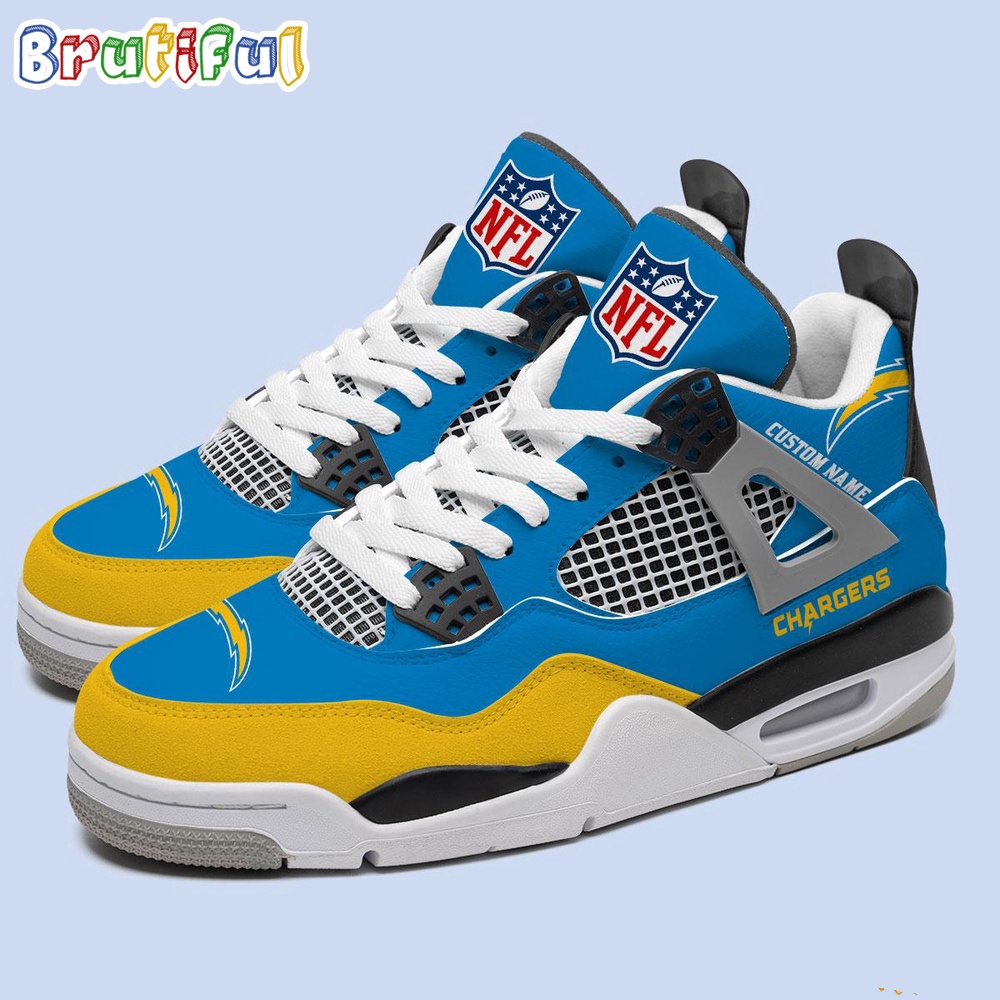 NFL Los Angeles Chargers Football Team Air Jordan 4 Shoes Personalized AJ4 Sneaker 2