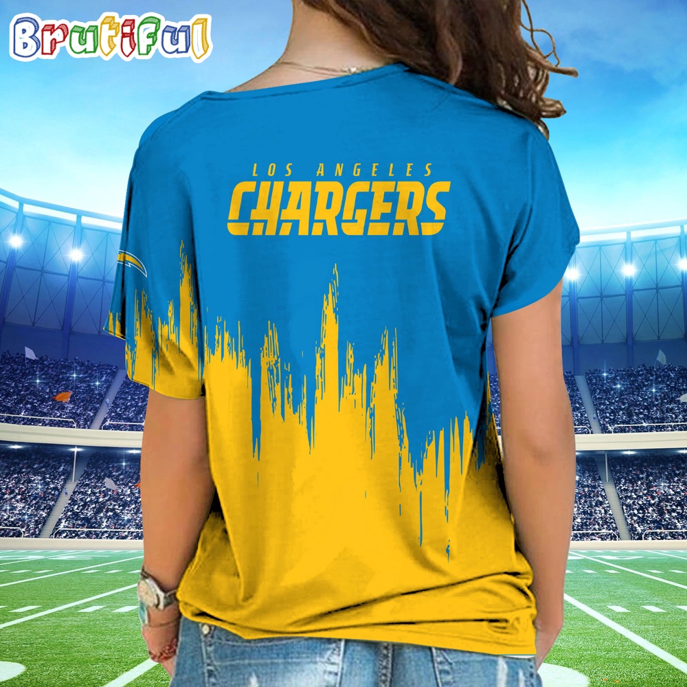 NFL Los Angeles Chargers Football Team Logo Design One Shoulder Shirt 2