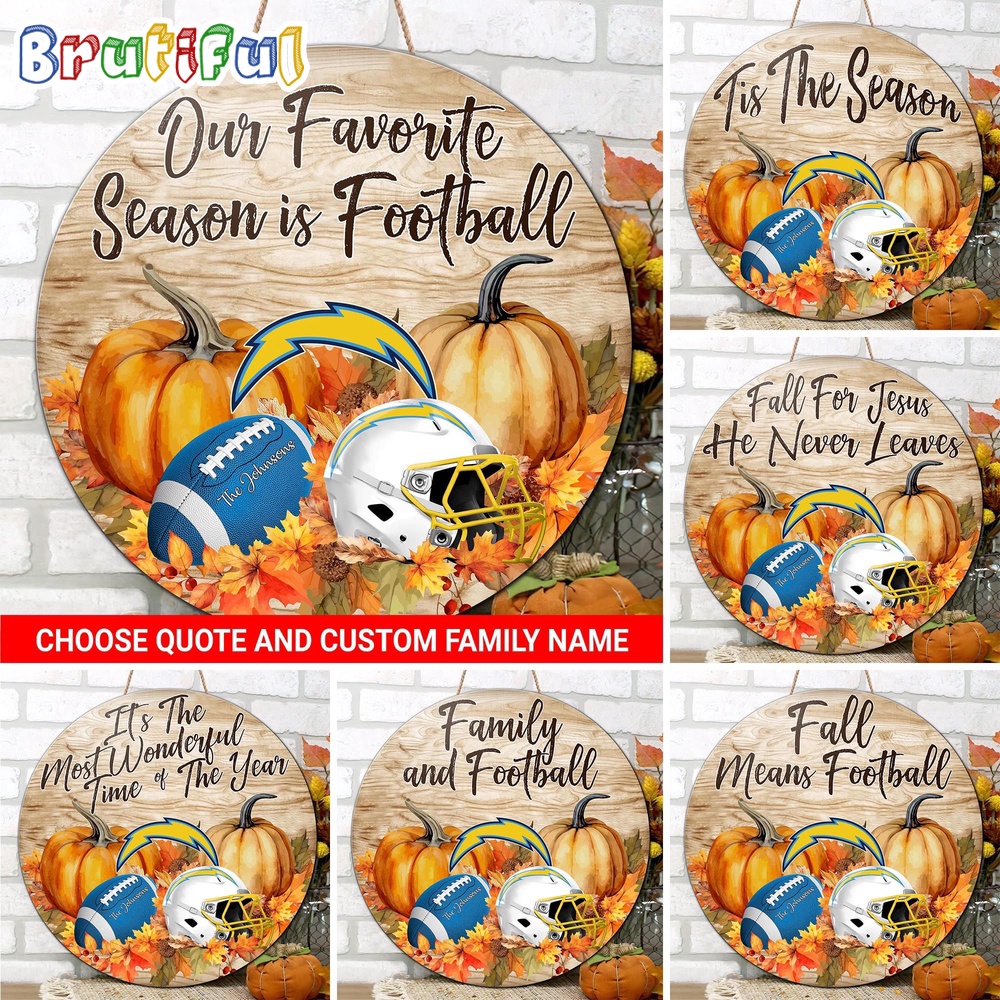 NFL Los Angeles Chargers Pumpkin Custom Wooden Sign Sport Football Home Decorations 1