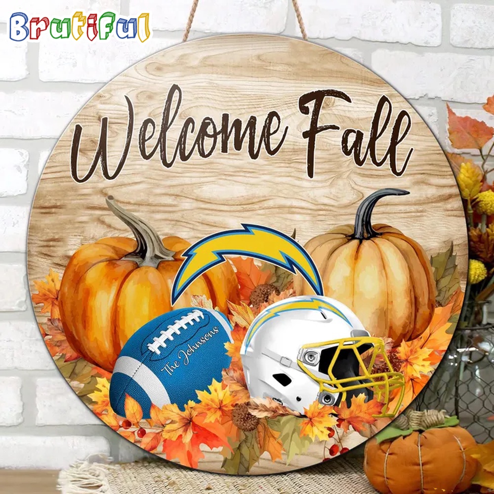 NFL Los Angeles Chargers Pumpkin Custom Wooden Sign Sport Football Home Decorations 2