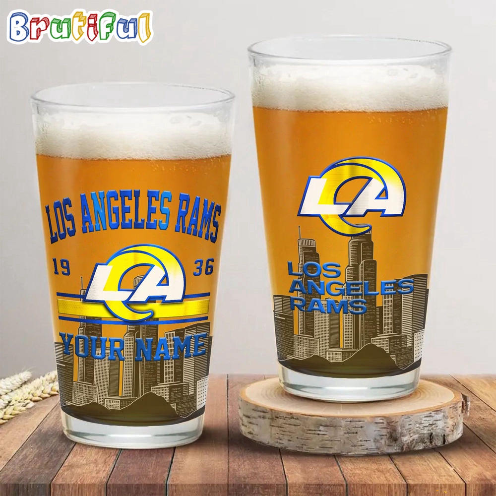 NFL Los Angeles Rams Beer Glass Cup 16oz Custom Football Glass Cup 1