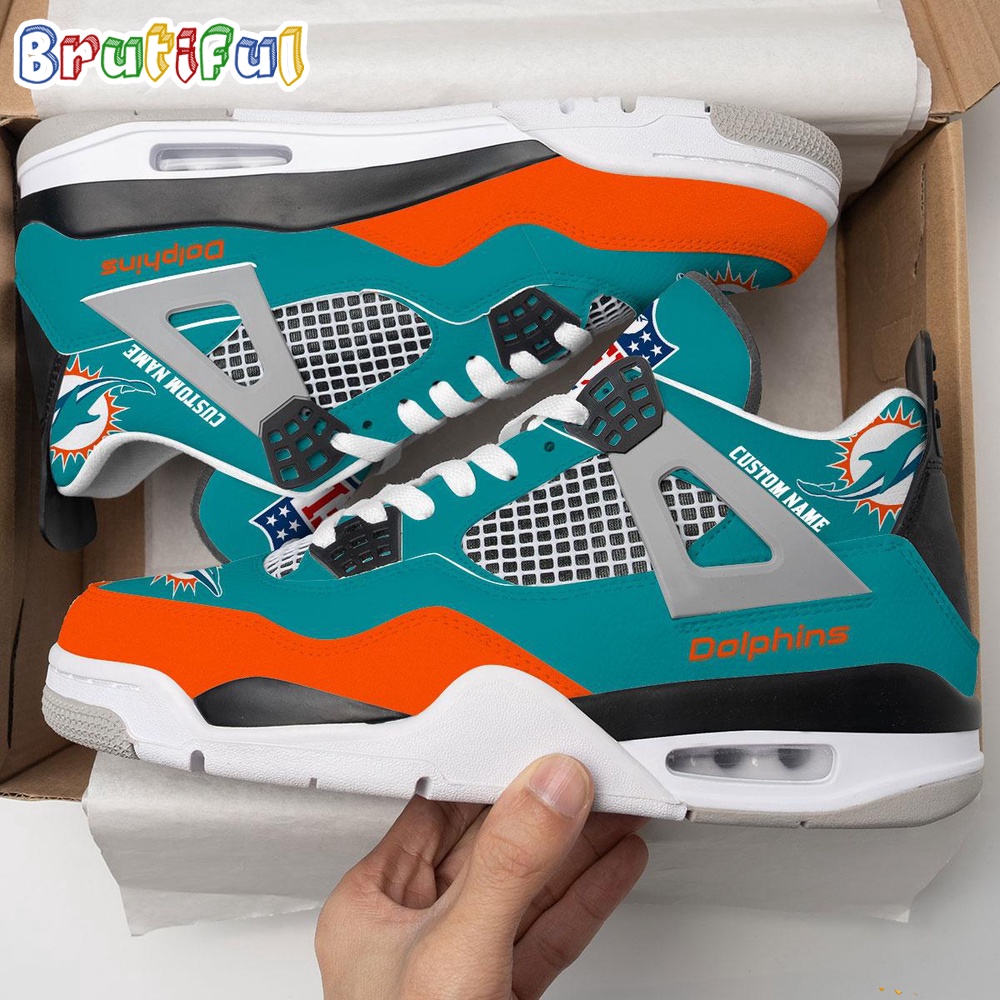 NFL Miami Dolphins Football Team Air Jordan 4 Shoes Personalized AJ4 Sneaker 1