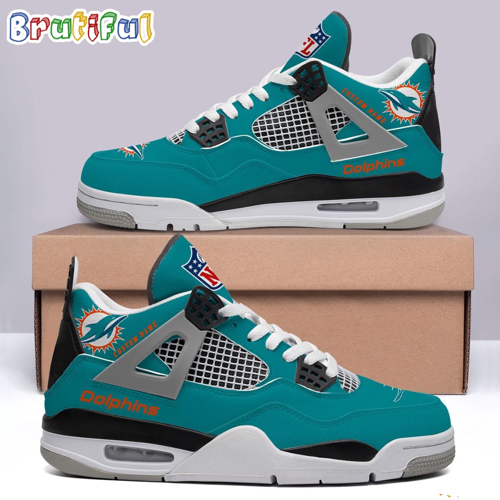 NFL Miami Dolphins Football Team Air Jordan 4 Shoes Sneaker 1