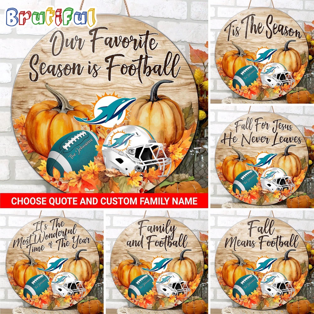 NFL Miami Dolphins Pumpkin Custom Wooden Sign Sport Football Home Decorations 1