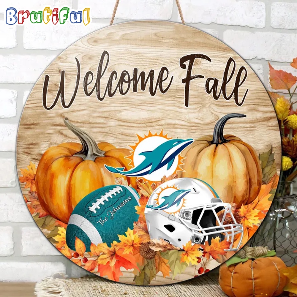 NFL Miami Dolphins Pumpkin Custom Wooden Sign Sport Football Home Decorations 2
