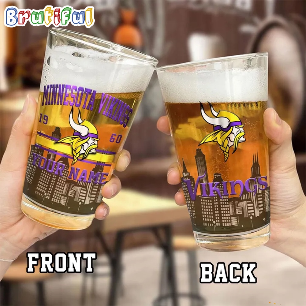 NFL Minnesota Vikings Beer Glass Cup 16oz Custom Football Glass Cup 2
