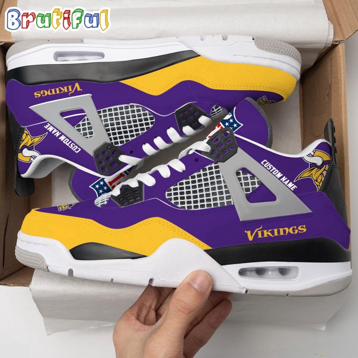 NFL Minnesota Vikings Football Team Air Jordan 4 Shoes