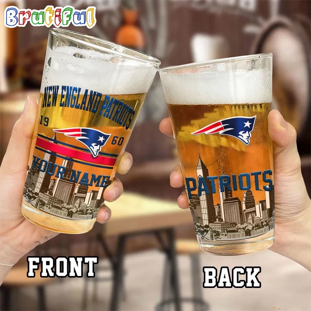 NFL New England Patriots Beer Glass Cup 16oz Custom Football Glass Cup 2