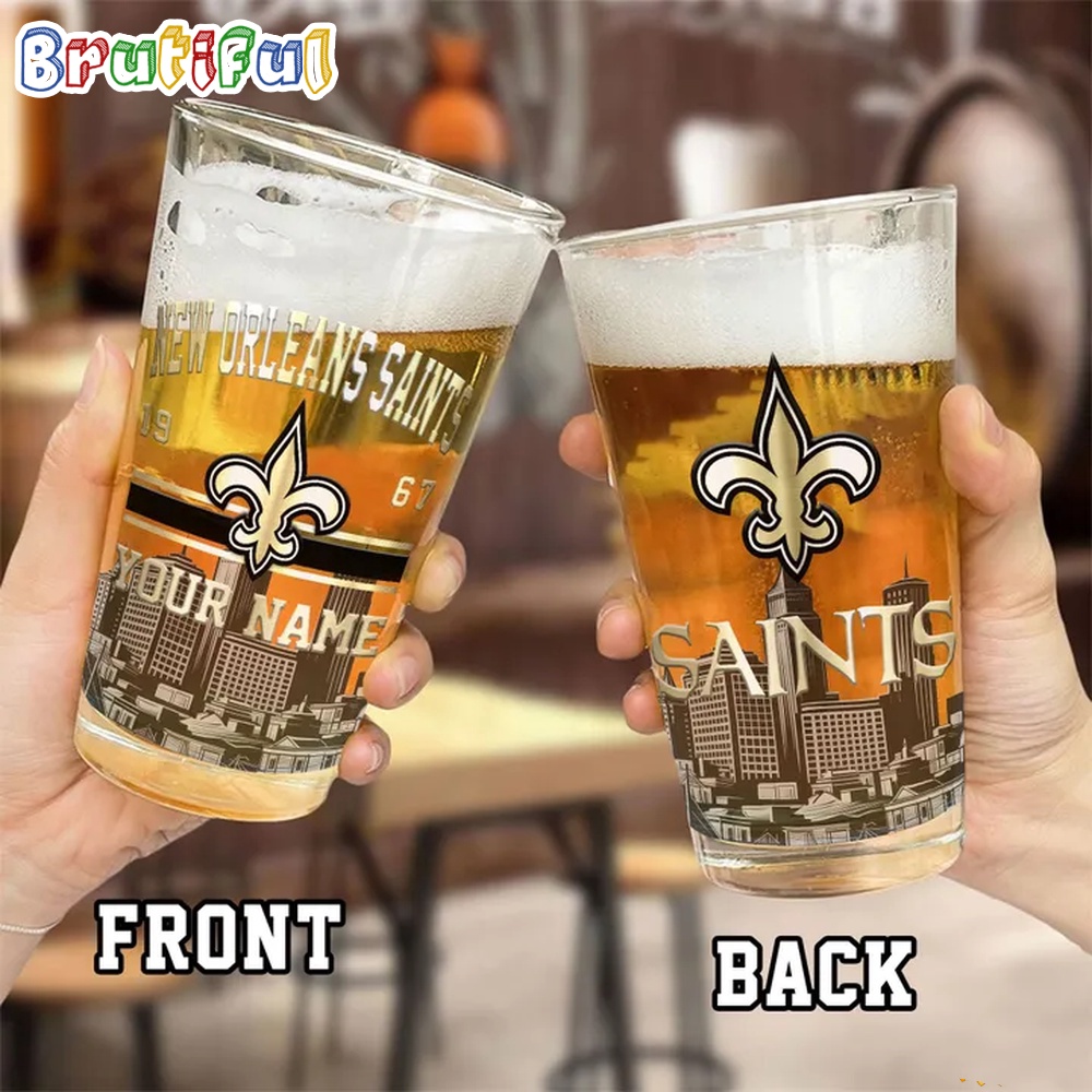 NFL New Orleans Saints Beer Glass Cup 16oz Custom Football Glass Cup 2