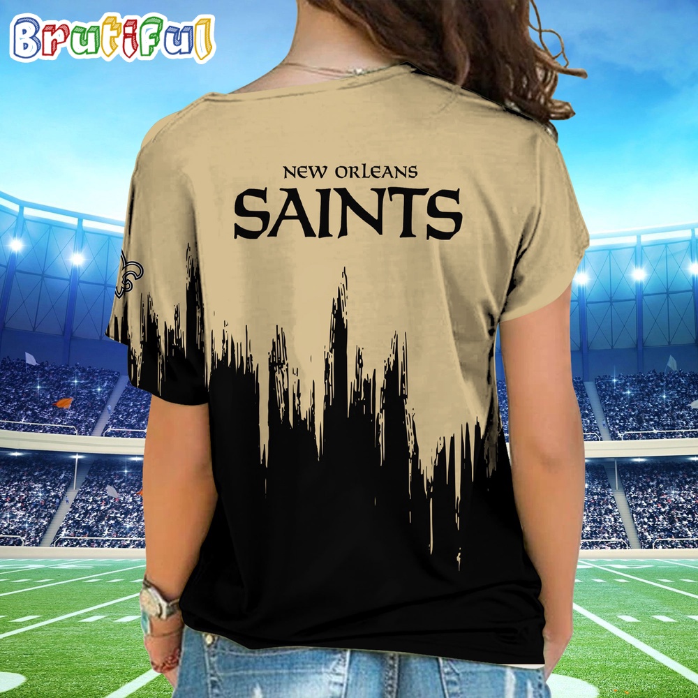 NFL New Orleans Saints Football Team Logo Design One Shoulder Shirt 2