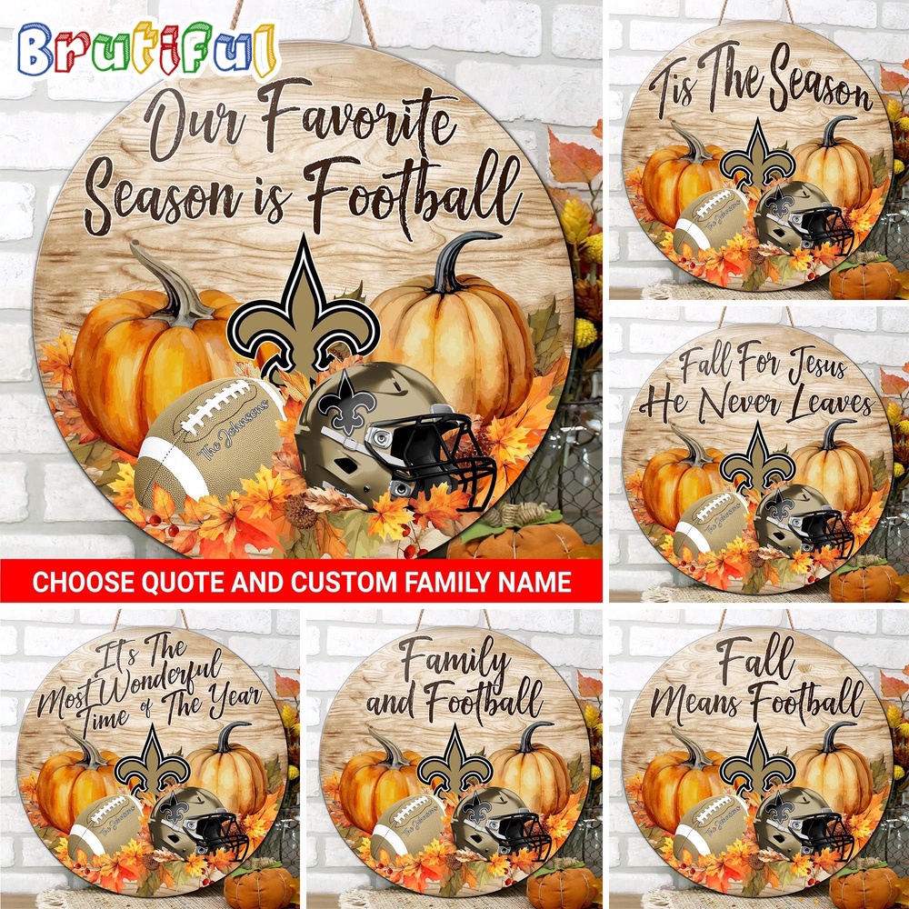 NFL New Orleans Saints Pumpkin Custom Wooden Sign Sport Football Home Decorations 1