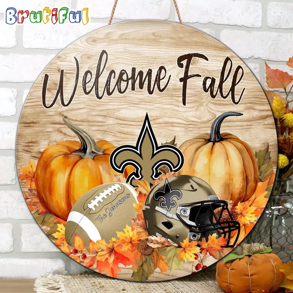 NFL New Orleans Saints Pumpkin Custom Wooden Sign Sport Football Home Decorations 2
