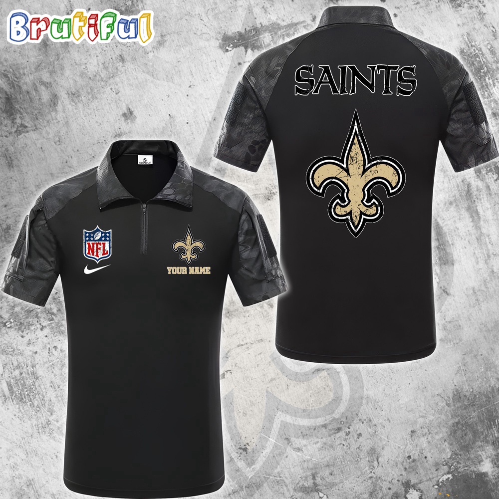 NFL New Orleans Saints Tactical Polo Shirt Custom Football Zip Polo Shirt