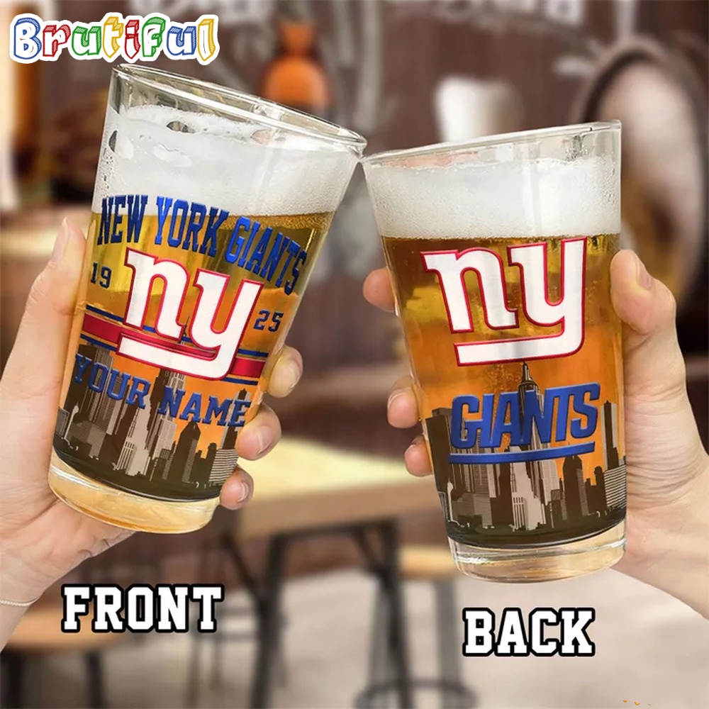 NFL New York Giants Beer Glass Cup 16oz Custom Football Glass Cup 2