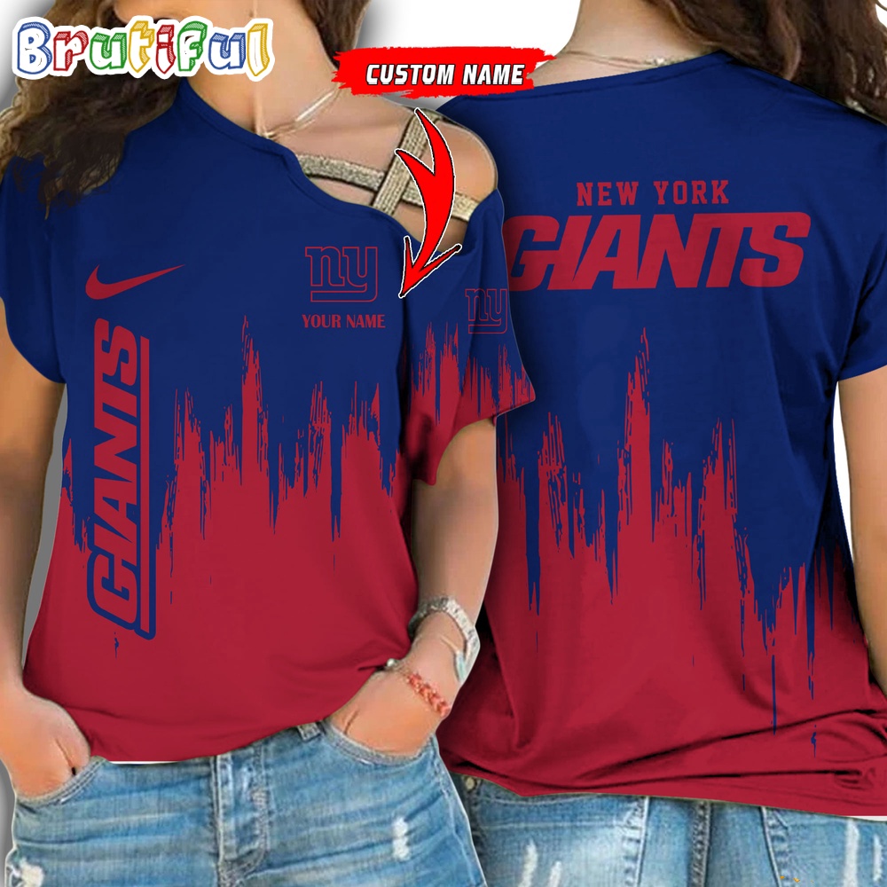 NFL New York Giants Football Team Logo Design One Shoulder Shirt 1