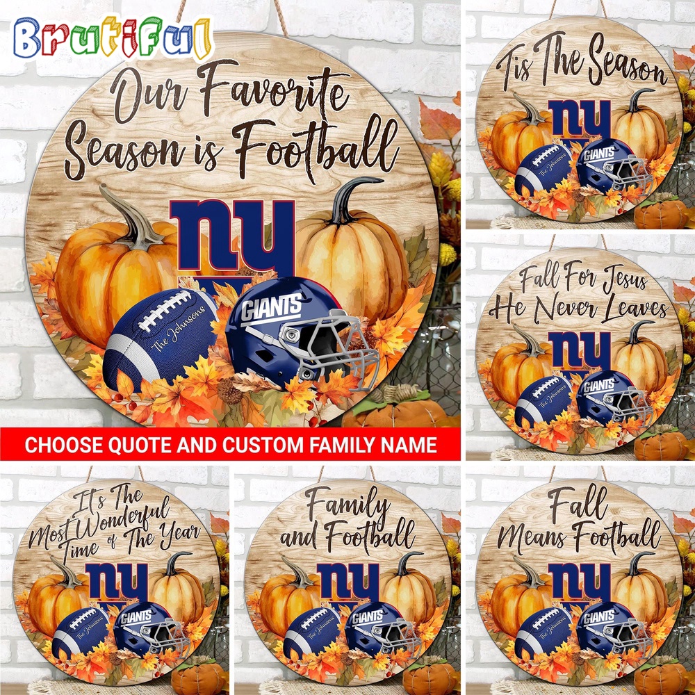 NFL New York Giants Pumpkin Custom Wooden Sign Sport Football Home Decorations 1
