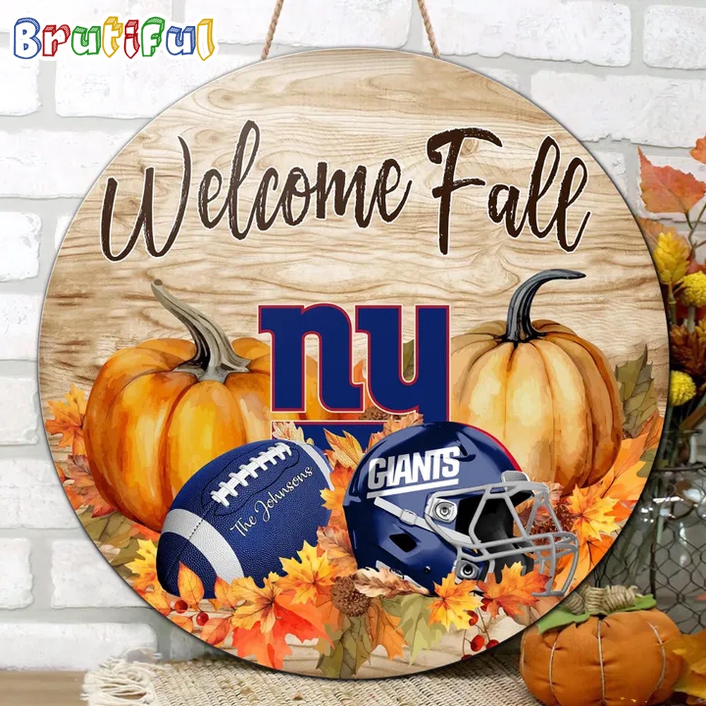 NFL New York Giants Pumpkin Custom Wooden Sign Sport Football Home Decorations 2