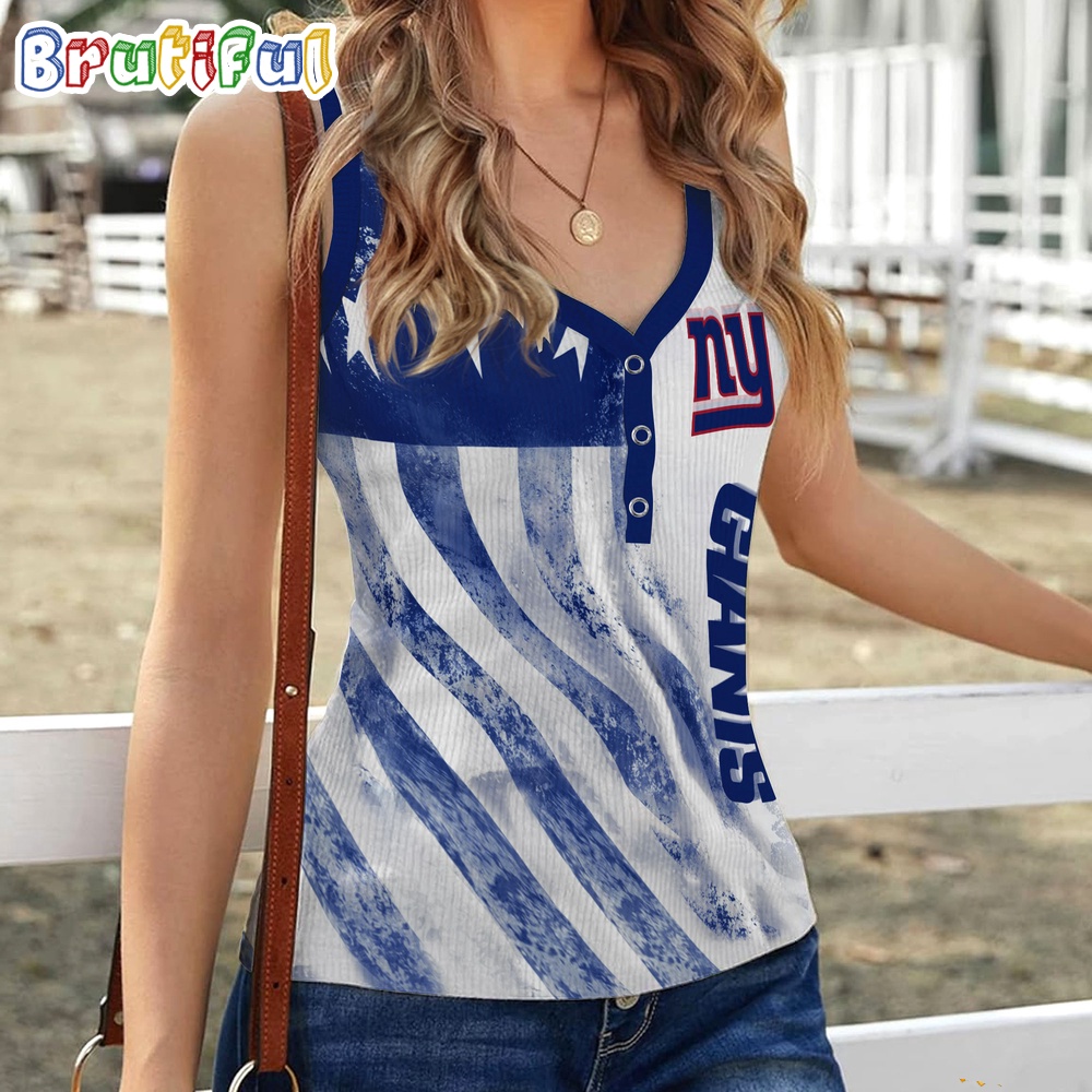 NFL New York Giants Special American Flag Women V Neck Ribbed Tank Top 1