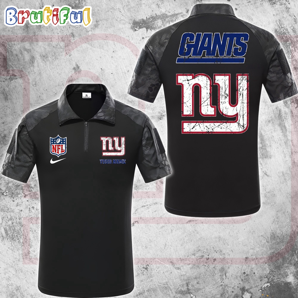 NFL New York Giants Tactical Polo Shirt Custom Football Zip Polo Shirt