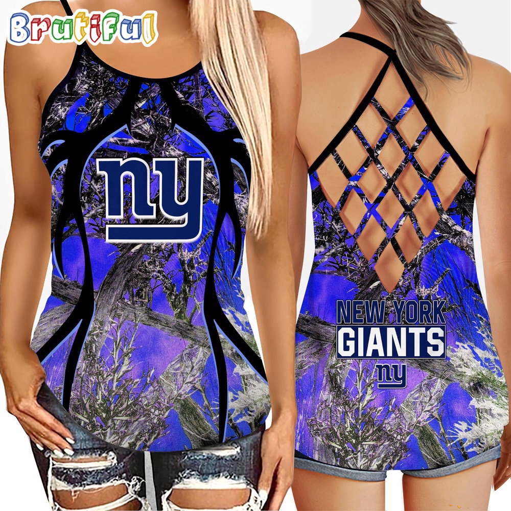 NFL New York Giants Womens Tank Top Football Team Logo Criss Cross Tank Top