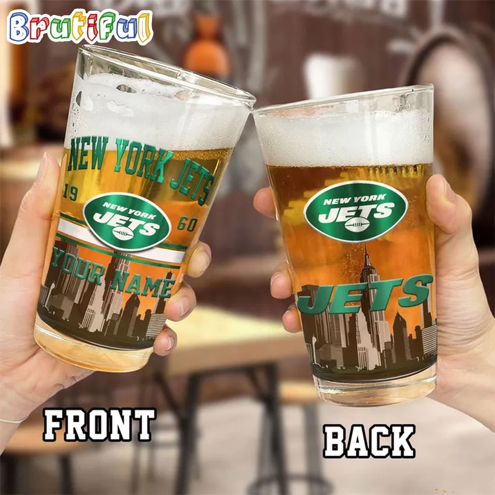 NFL New York Jets Beer Glass Cup 16oz Custom Football Glass Cup 2
