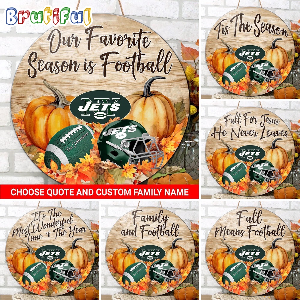 NFL New York Jets Pumpkin Custom Wooden Sign Sport Football Home Decorations 1