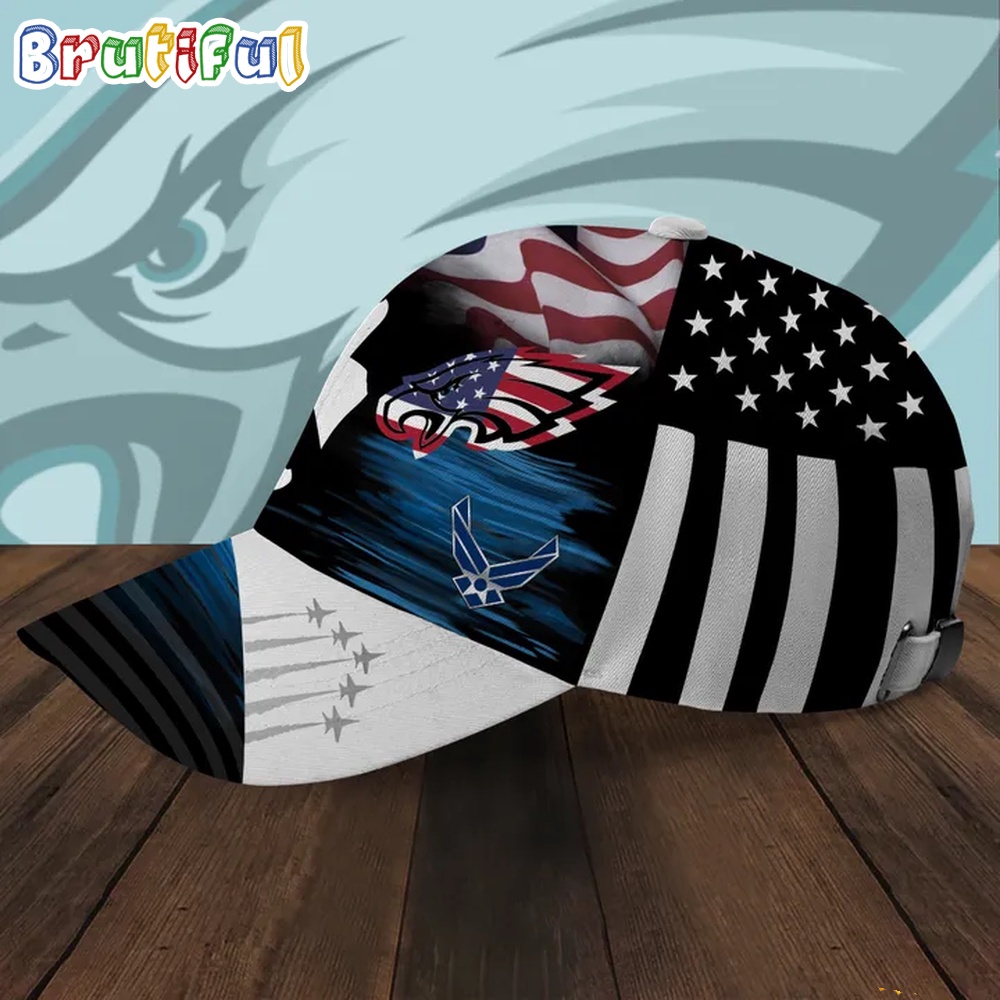 NFL Philadelphia Eagles Special American Flag US Air Force Veteran Baseball Cap 1