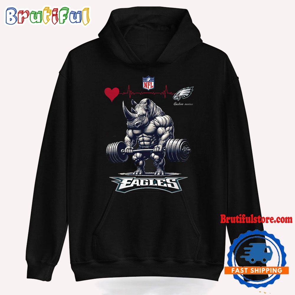 NFL Philadelphia Eagles Team Funny Rhinoceros Powerlifting Hoodie Shirt
