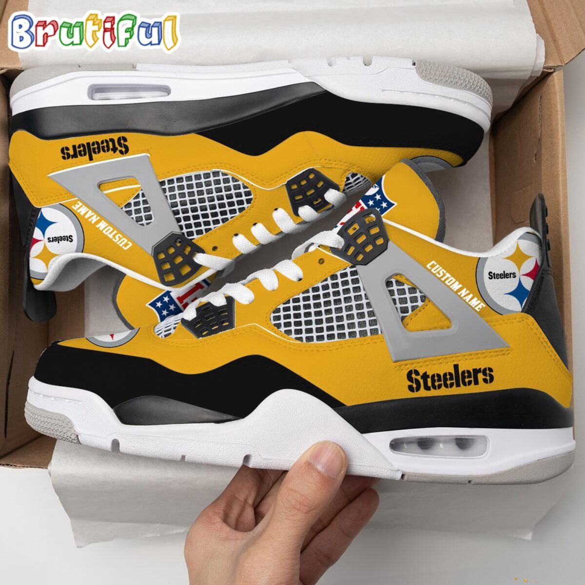NFL Pittsburgh Steelers Football Team Air Jordan 4 Shoes, Personalized AJ4  Sneaker