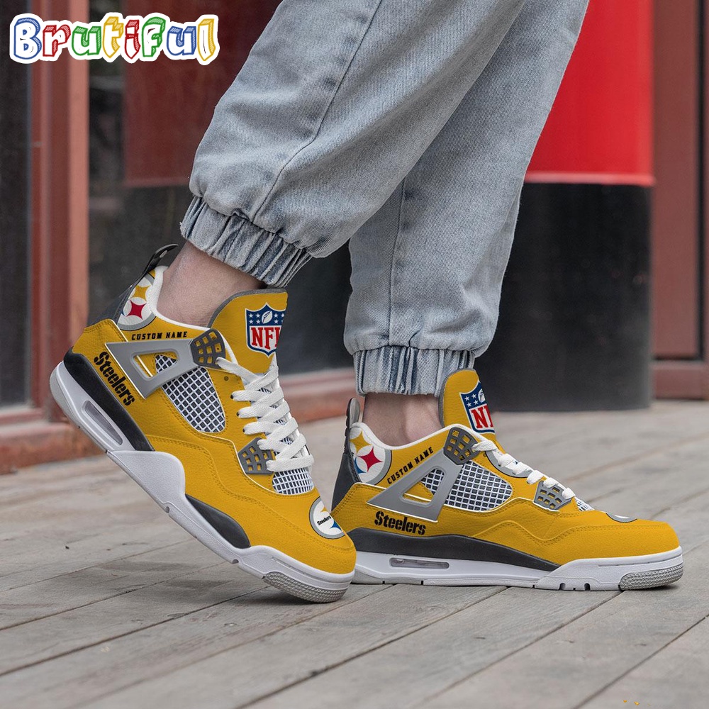 NFL Pittsburgh Steelers Football Team Air Jordan 4 Shoes Sneaker 2