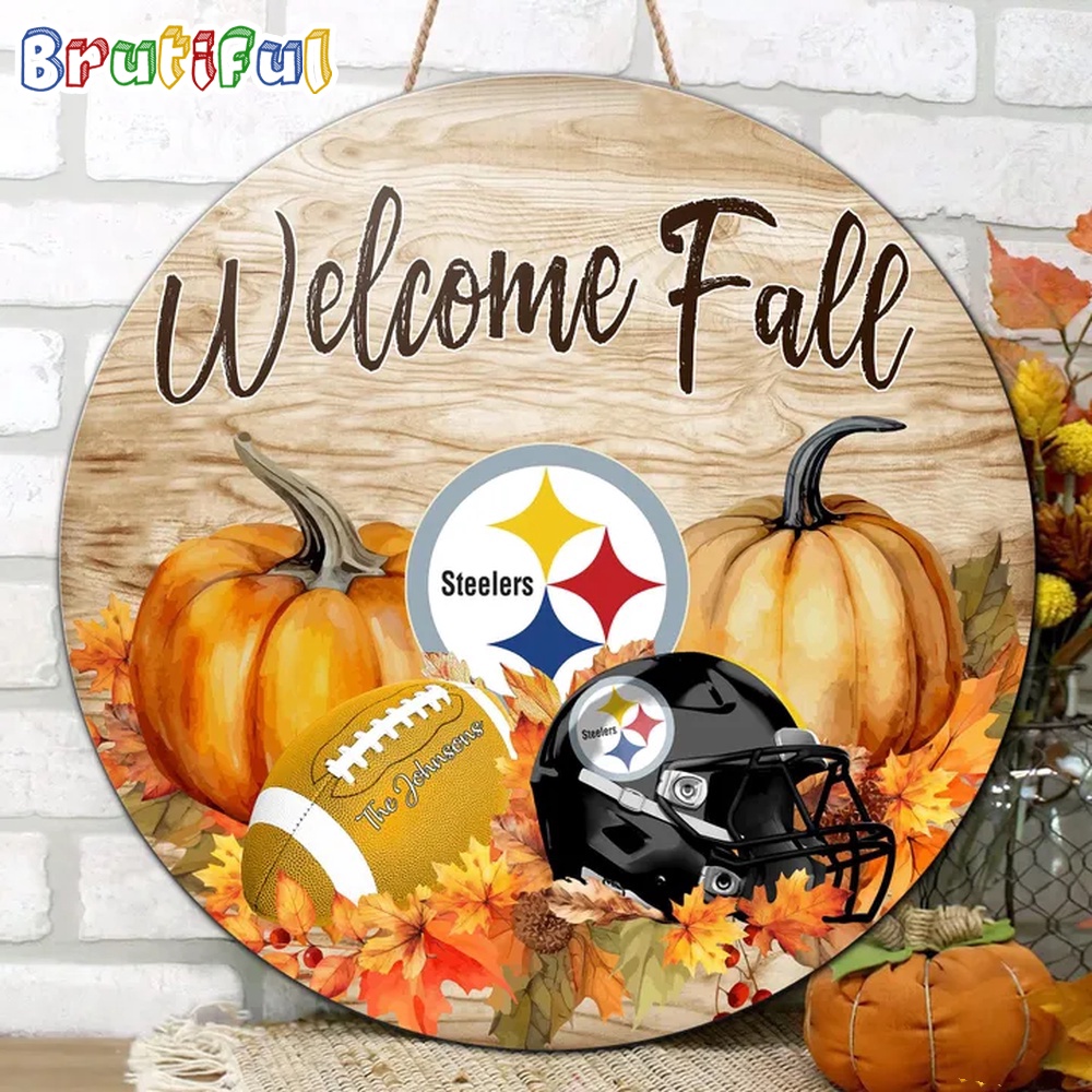 NFL Pittsburgh Steelers Pumpkin Custom Wooden Sign Sport Football Home Decorations 2