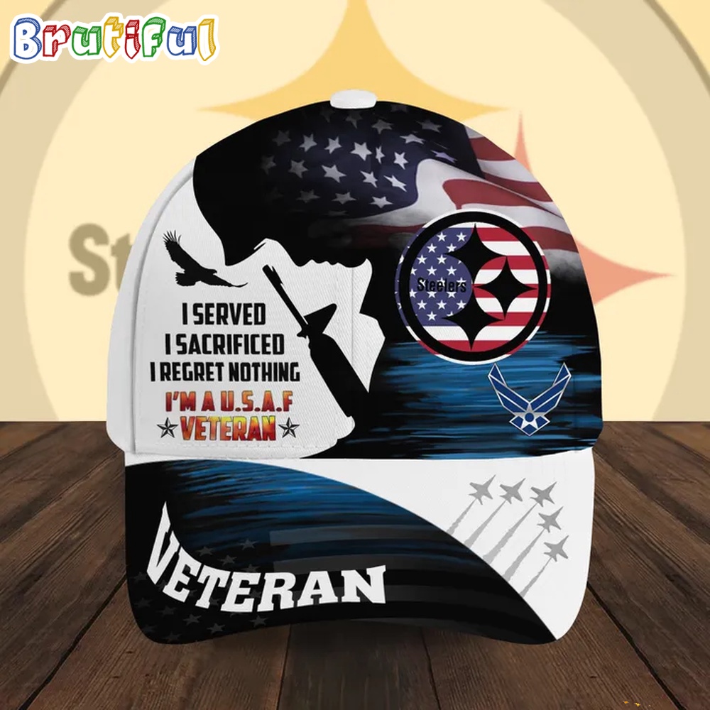 NFL Pittsburgh Steelers Special American Flag US Air Force Veteran Baseball Cap 1