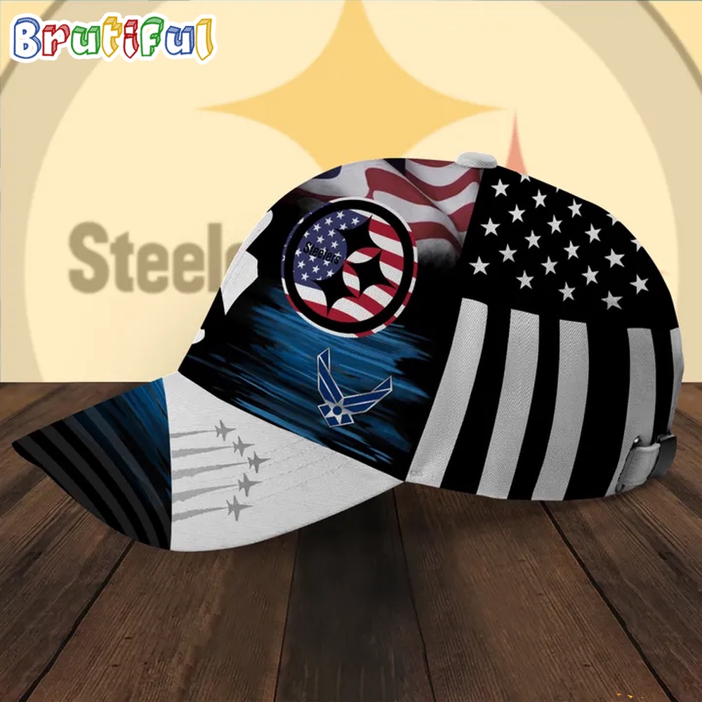 NFL Pittsburgh Steelers Special American Flag US Air Force Veteran Baseball Cap 2