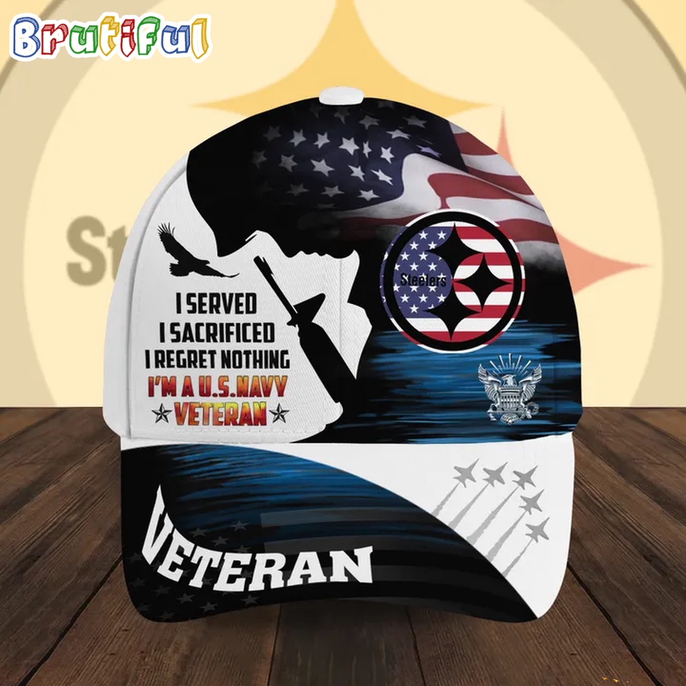 NFL Pittsburgh Steelers Special American Flag US Navy Veteran Baseball Cap 1