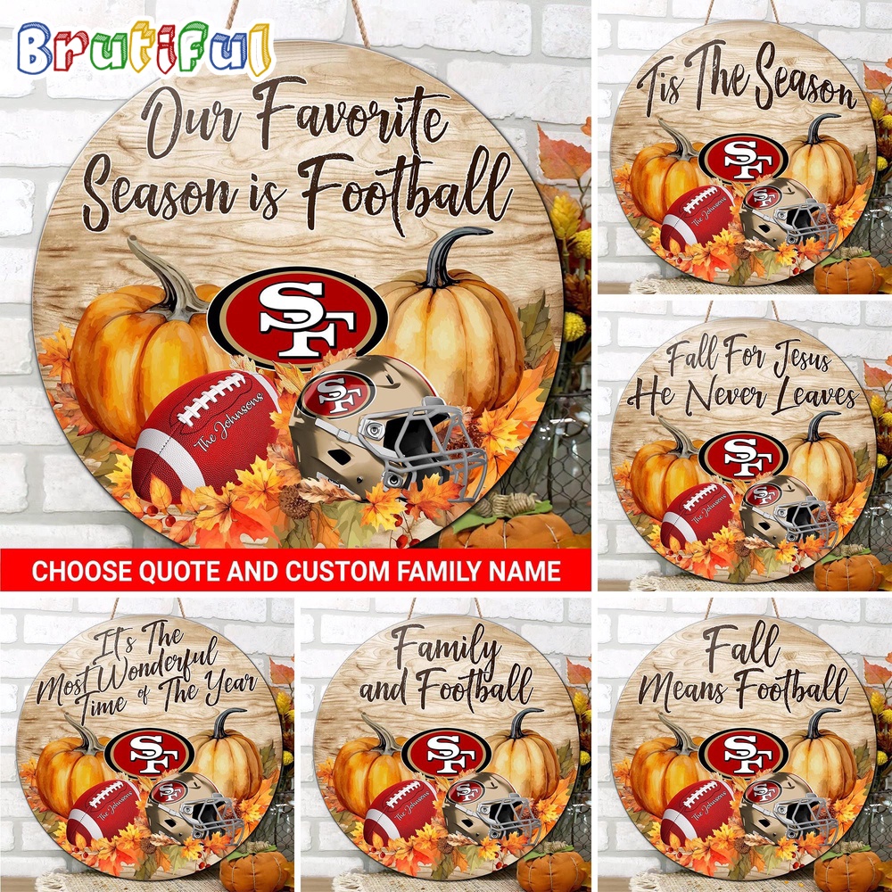NFL San Francisco 49Ers Pumpkin Custom Wooden Sign Sport Football Home Decorations 1