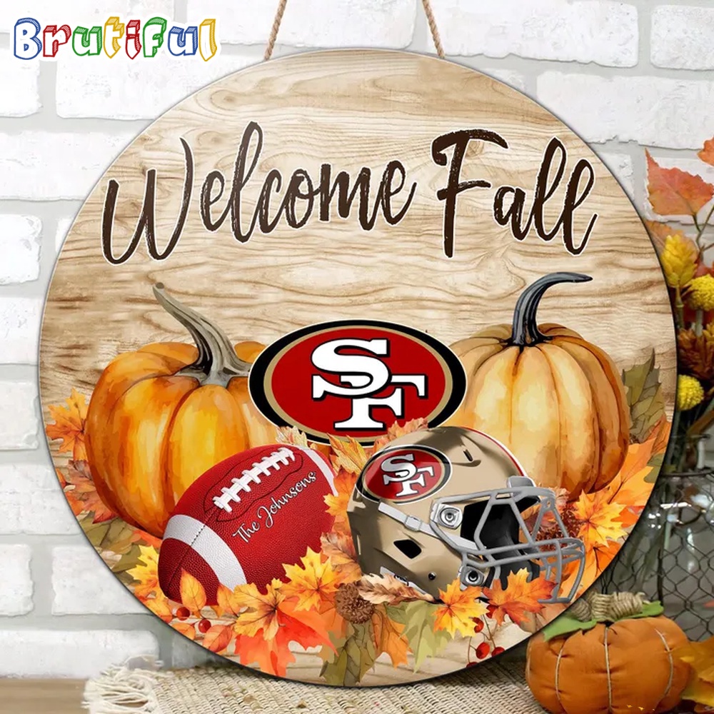 NFL San Francisco 49Ers Pumpkin Custom Wooden Sign Sport Football Home Decorations 2