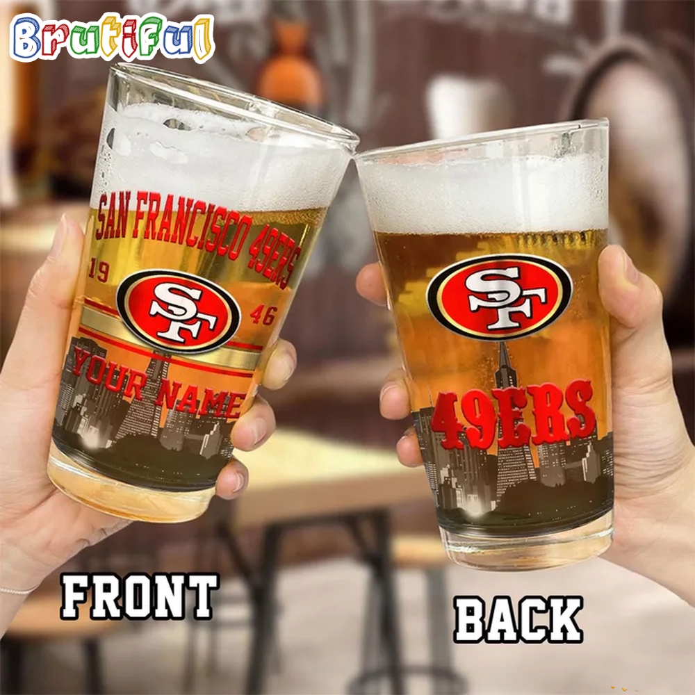 NFL San Francisco 49ers Beer Glass Cup 16oz Custom Football Glass Cup 2