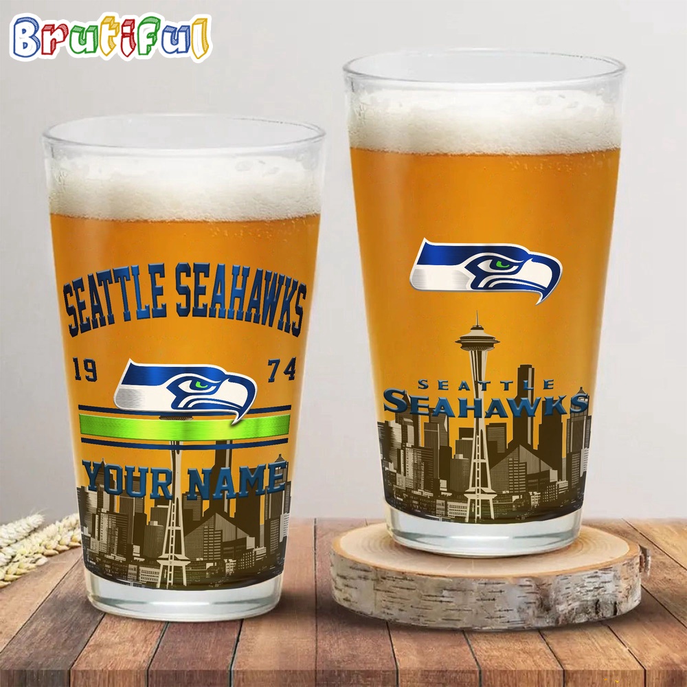 NFL Seattle Seahawks Beer Glass Cup 16oz Custom Football Glass Cup 1