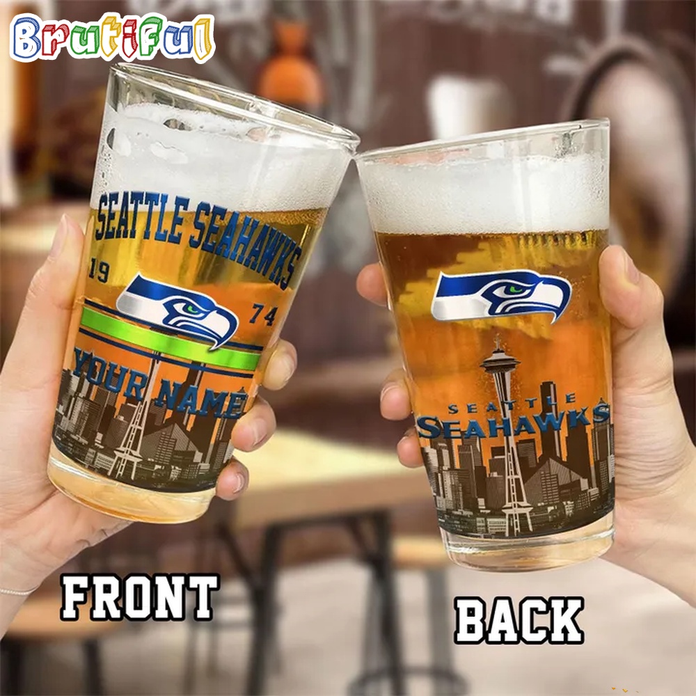 NFL Seattle Seahawks Beer Glass Cup 16oz Custom Football Glass Cup 2