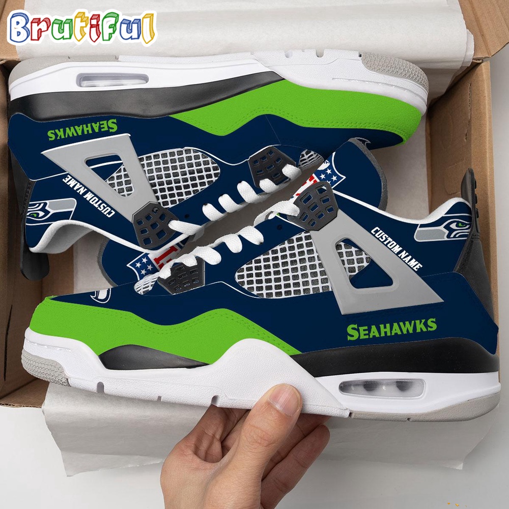 NFL Seattle Seahawks Football Team Air Jordan 4 Shoes Personalized AJ4 Sneaker 1