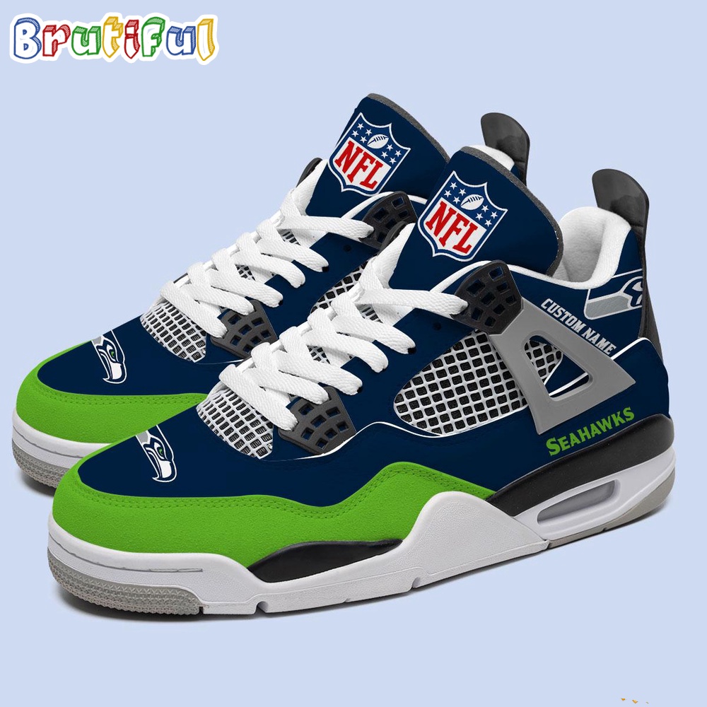 NFL Seattle Seahawks Football Team Air Jordan 4 Shoes Personalized AJ4 Sneaker 2