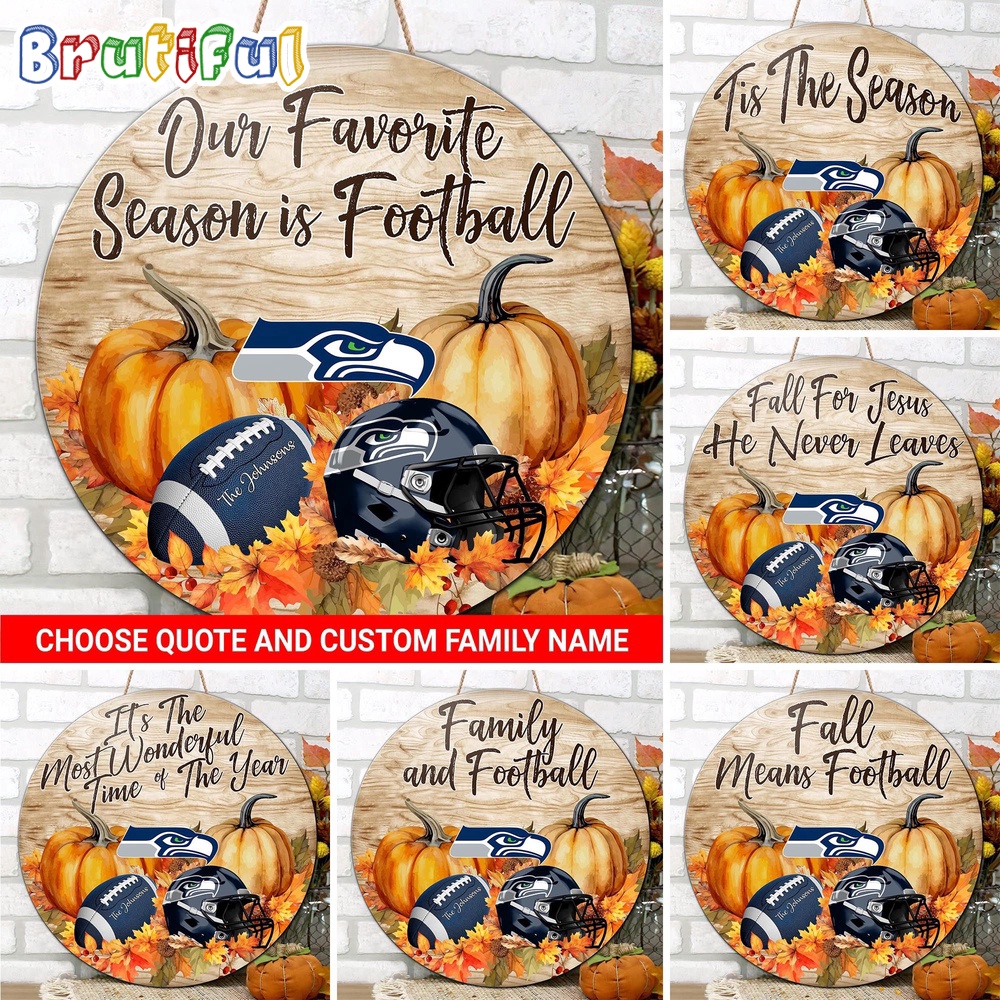 NFL Seattle Seahawks Pumpkin Custom Wooden Sign Sport Football Home Decorations 1