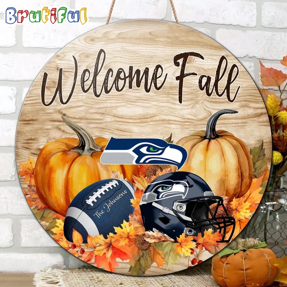 NFL Seattle Seahawks Pumpkin Custom Wooden Sign Sport Football Home Decorations 2